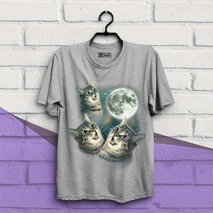 Three Cat Moon 3 Wolfs Cat T-Shirt
