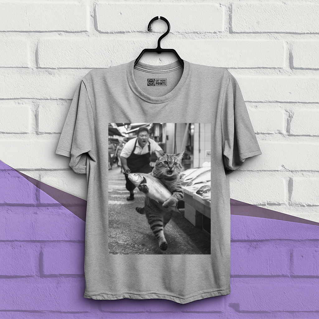 Cat Steals Fish Market T-Shirt