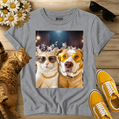 Cat & Dog Selfie in Dogs Party T-Shirt