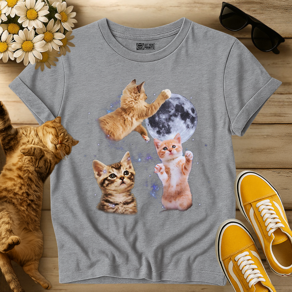 Three Cats Howling Moon T-Shirt