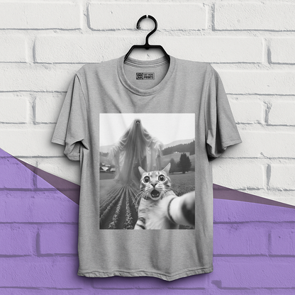 Cat Selfie with Spooky Ghost T-Shirt