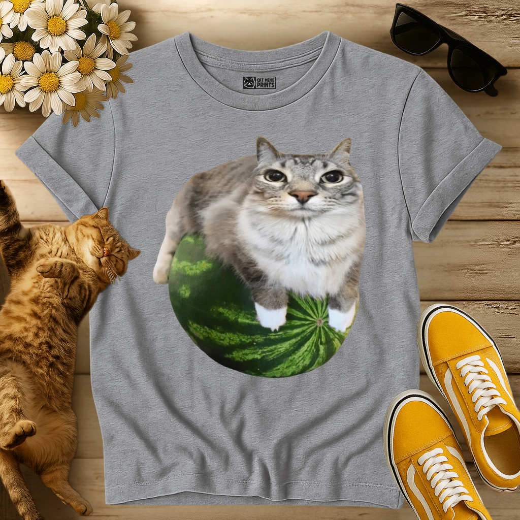 Watermelon Cat Meme T-Shirt