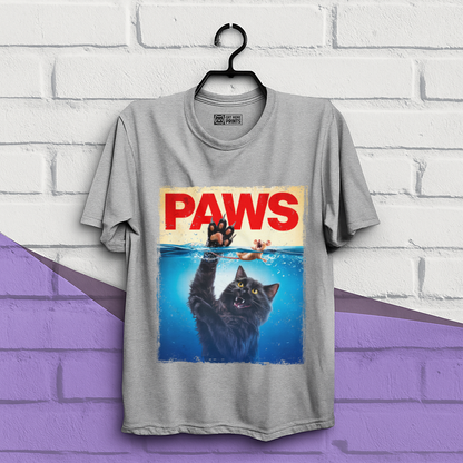Paws Black Cat Chasing Scared Mouse T-Shirt