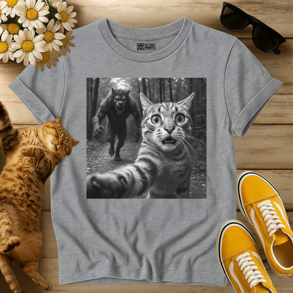 Cat Selfie With Werewolf T-Shirt