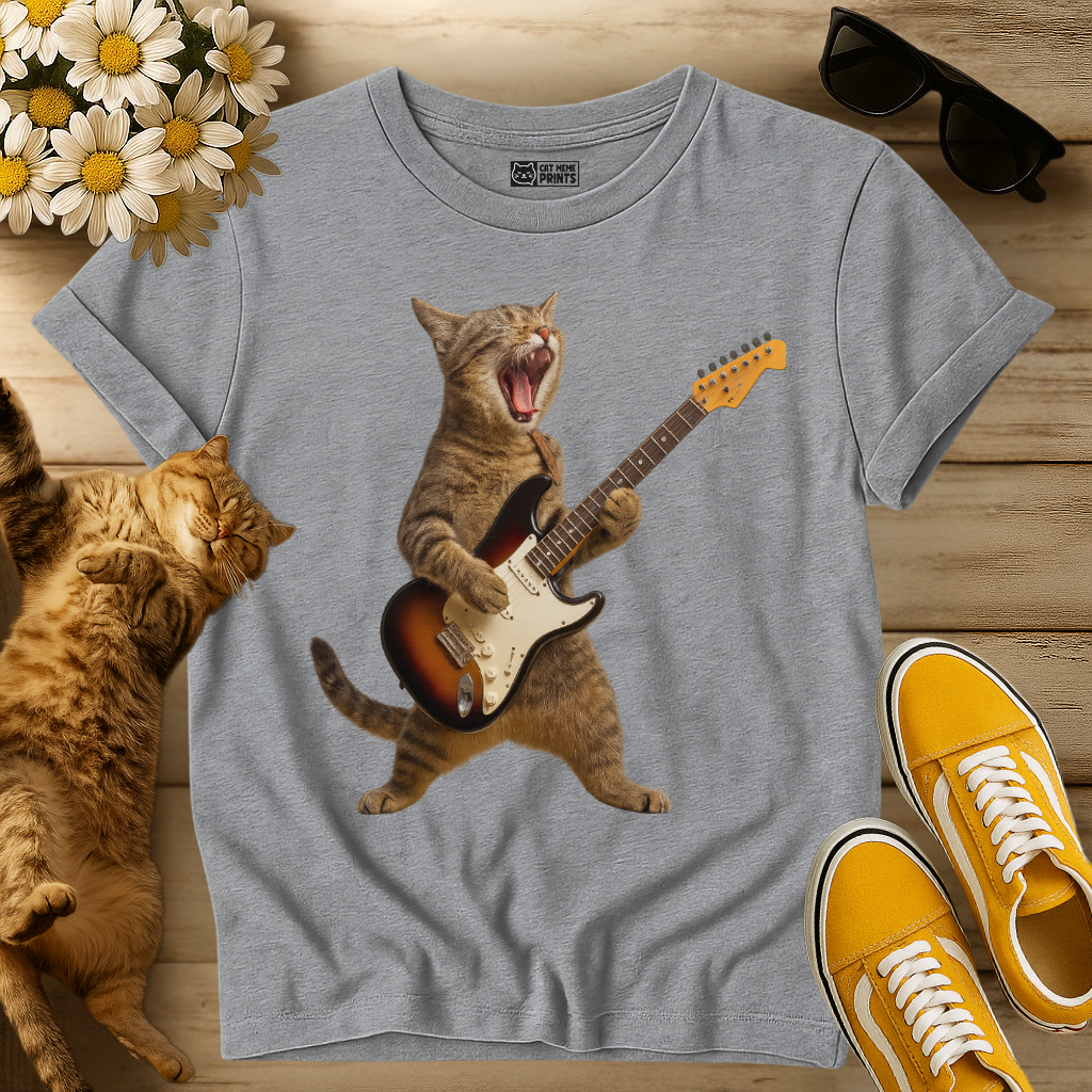 Cat Playing Guitar Rock & Roll T-Shirt