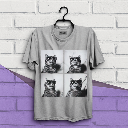 Cat Wearing Sunglasses Selfie Photobooth T-Shirt