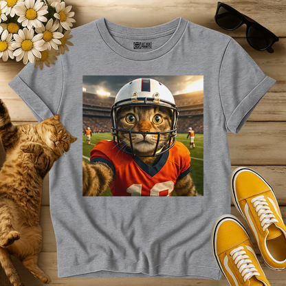 Cat Football Player Selfie T-Shirt