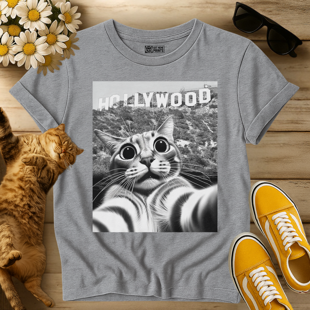 Cat Selfie With Hollywood Sign T-Shirt