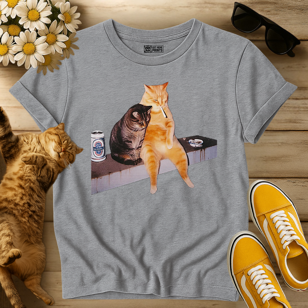 2 Cat Drinking Selfie T-Shirt