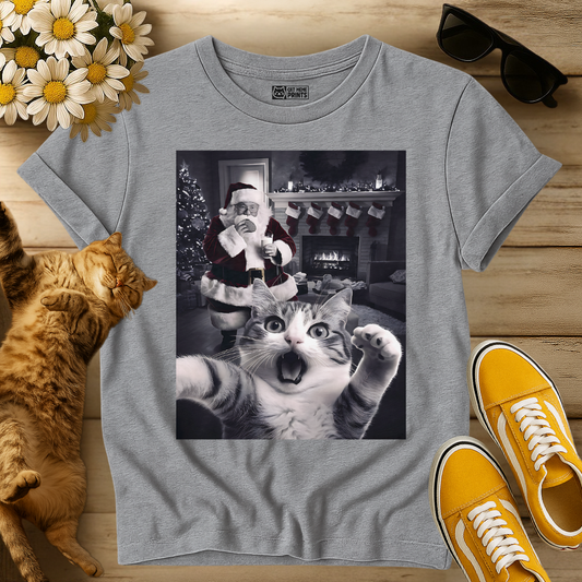 Cat Selfie With Santa Christmas T-Shirt