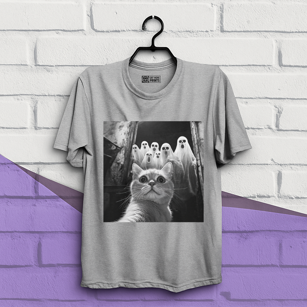 Cat Selfie With Ghosts T-Shirt