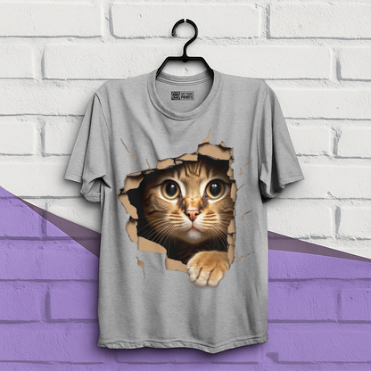 Cute Cat Looks From Torn Fabric T-Shirt