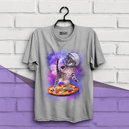 Cat Flying A Pizza Astronaut T-Shirt