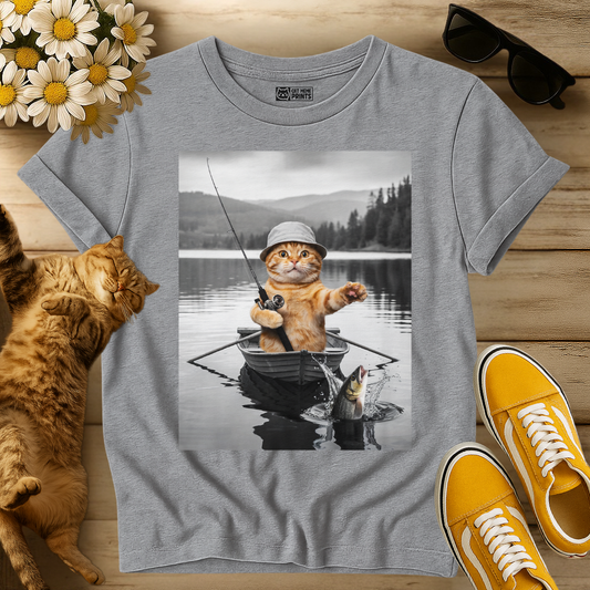 Cat Selfie Boat Fishing T-Shirt