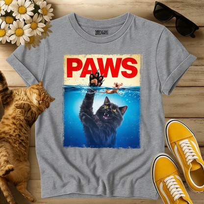 Paws Black Cat Chasing Scared Mouse T-Shirt