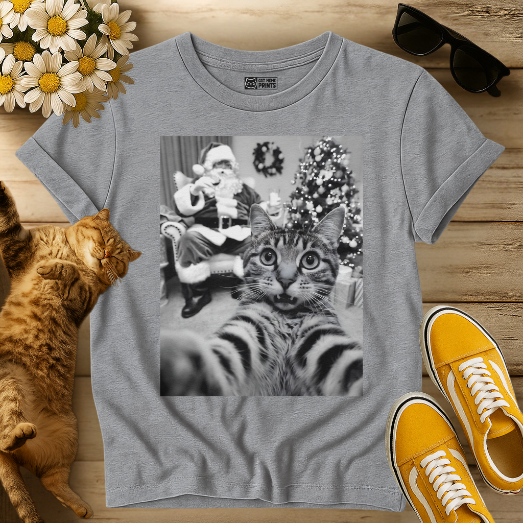 Cat Selfie with Santa Claus T-Shirt