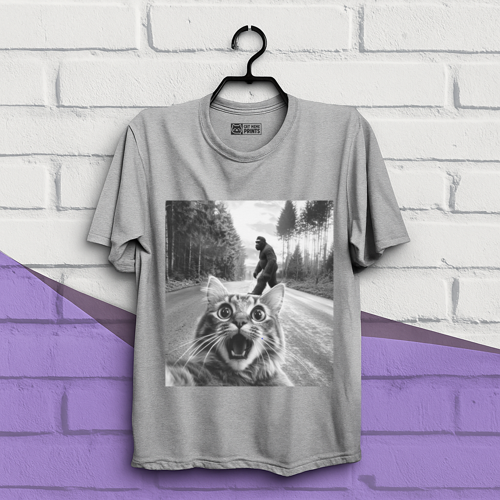 Cat Selfie With Bigfoot T-Shirt