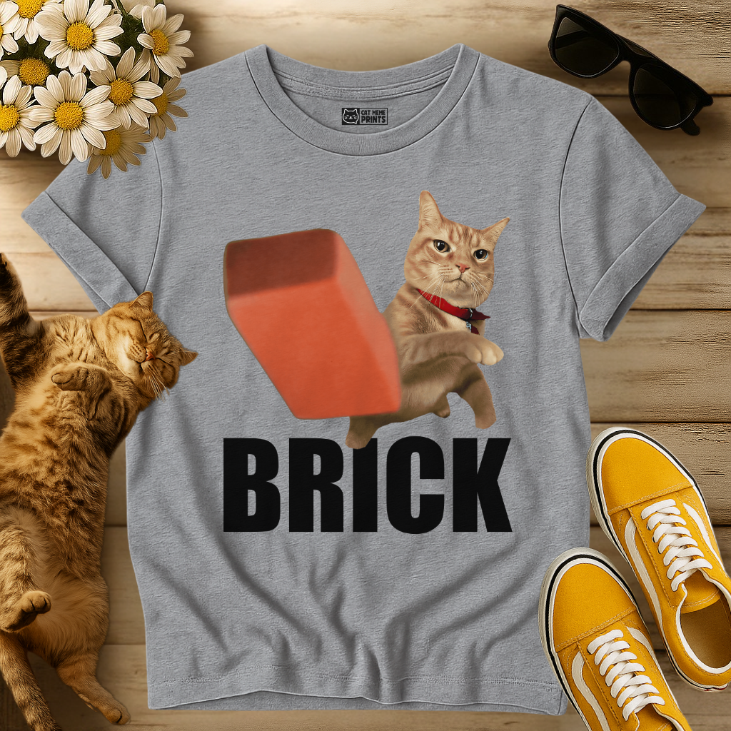 Cat Throwing Brick T-Shirt