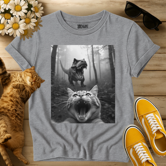 Cat Selfie With T-rex T-Shirt
