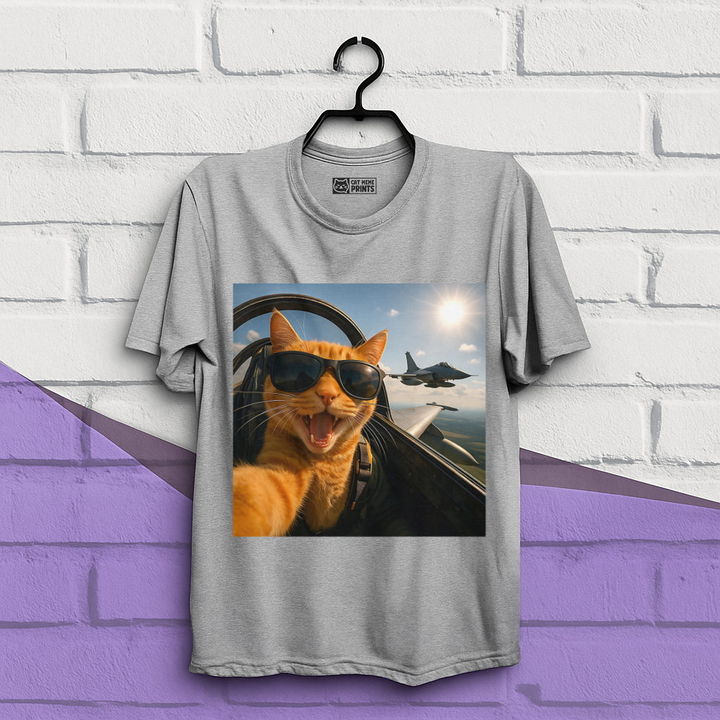 Cat Selfie Jet Airplane T-Shirt
