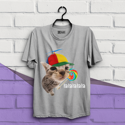 Cat With Lollipop lalala Cat Meme T-Shirt