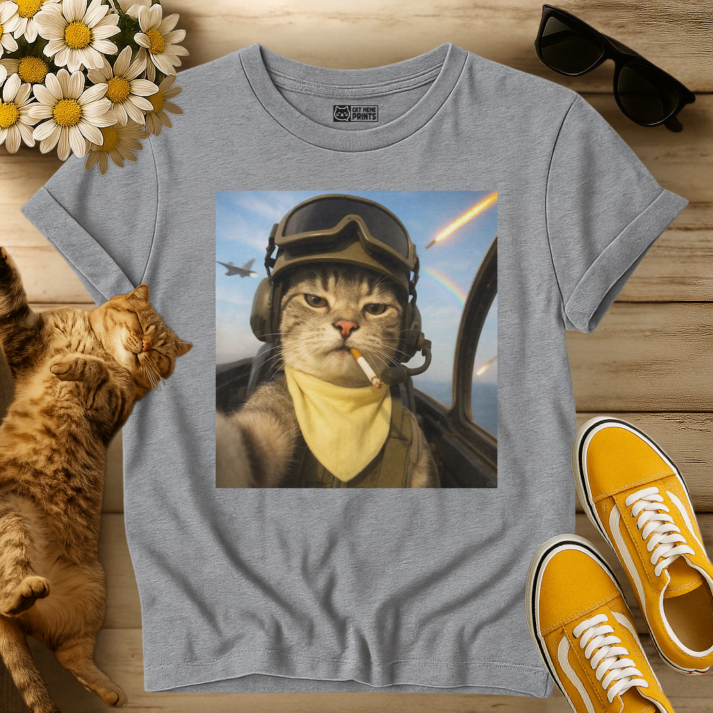 Pilot Cat Selfie T-Shirt