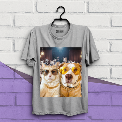 Cat & Dog Selfie in Dogs Party T-Shirt