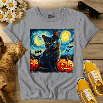 Black Cat Pumpkins Halloween T-Shirt