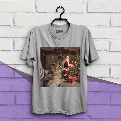 Christmas Cat Selfie with Santa Claus T-Shirt