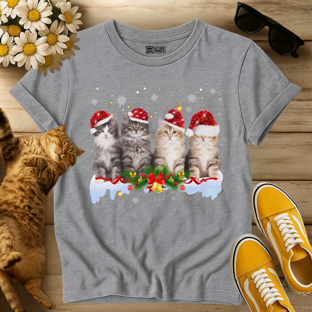 Cat Christmas Light Santa T-Shirt