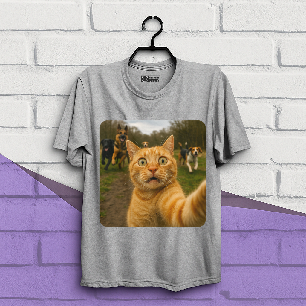 Cat Selfie With Dogs Cat Meme T-Shirt