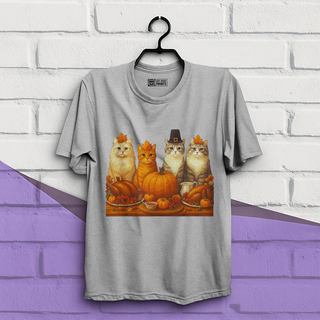 Cats Dinner Feast Fall Thanksgiving T-Shirt