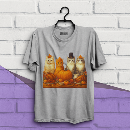 Cats Dinner Feast Fall Thanksgiving T-Shirt