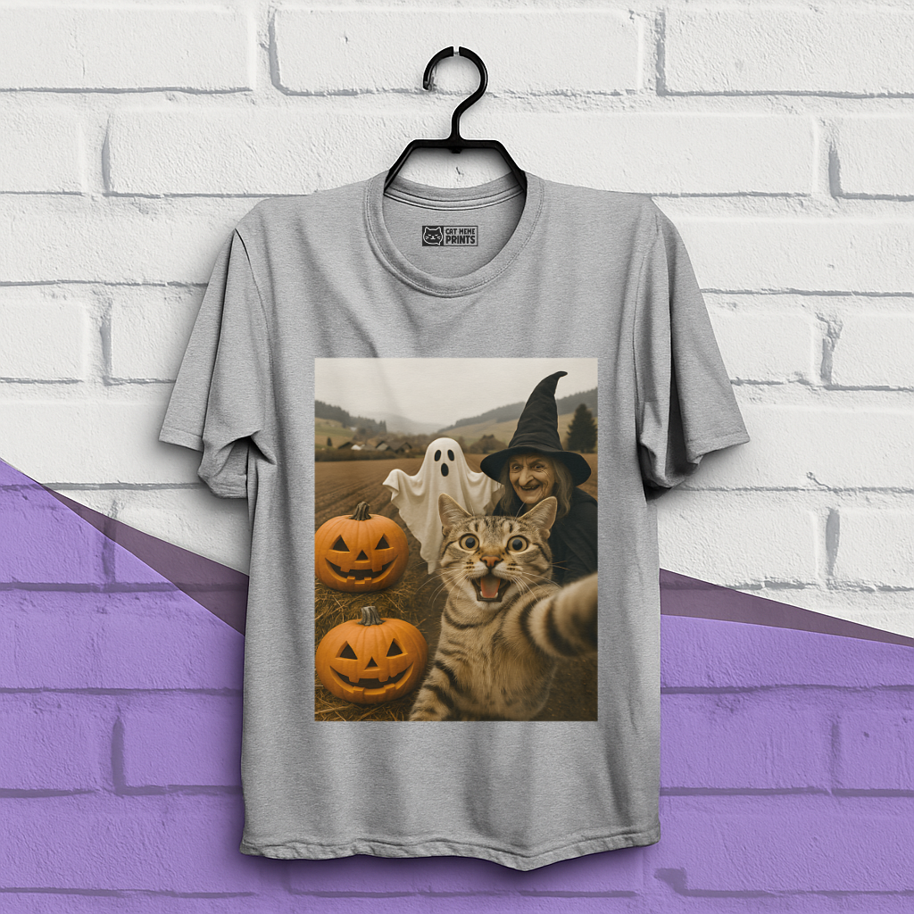 Cat Selfie with Witch & Ghost T-Shirt