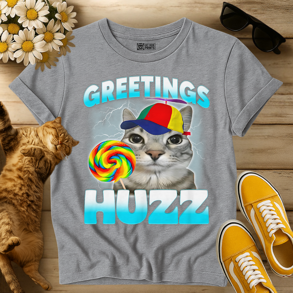 Greetings Huzz Cat T-Shirt