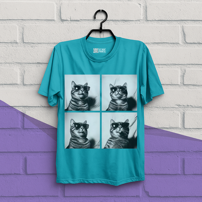 Cat Wearing Sunglasses Selfie Photobooth T-Shirt