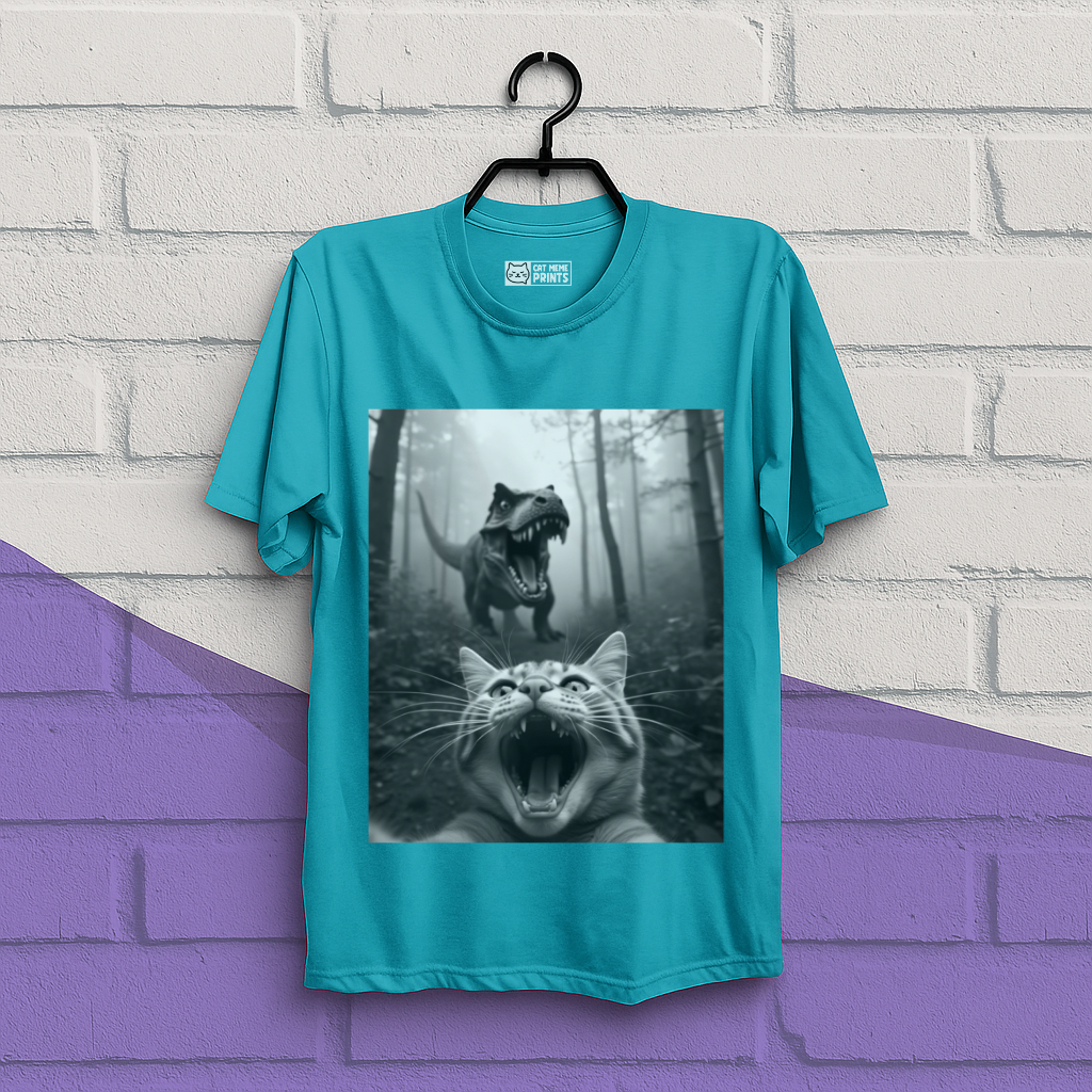 Cat Selfie With T-rex T-Shirt