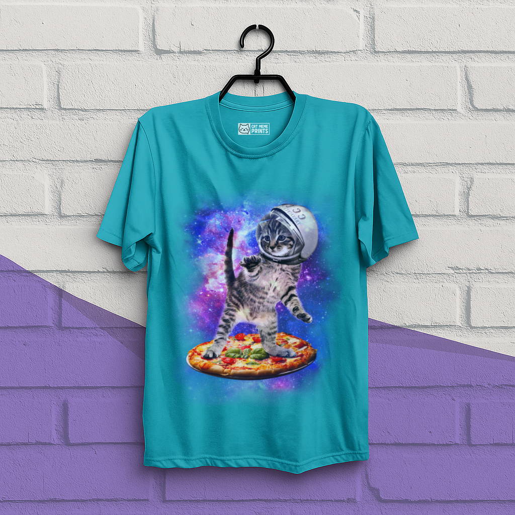 Cat Flying A Pizza Astronaut T-Shirt