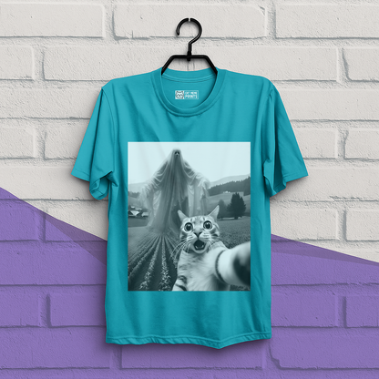 Cat Selfie with Spooky Ghost T-Shirt