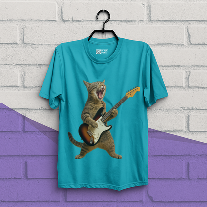 Cat Playing Guitar Rock and Roll T-Shirt