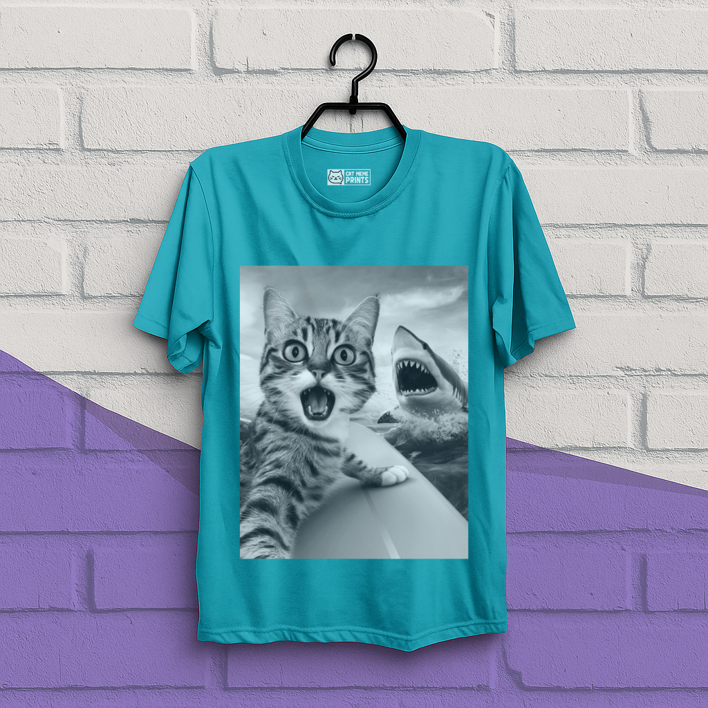 Cat Selfie With Shark T-Shirt