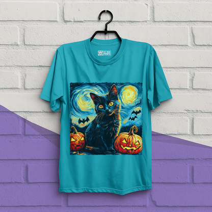Black Cat Pumpkins Halloween T-Shirt