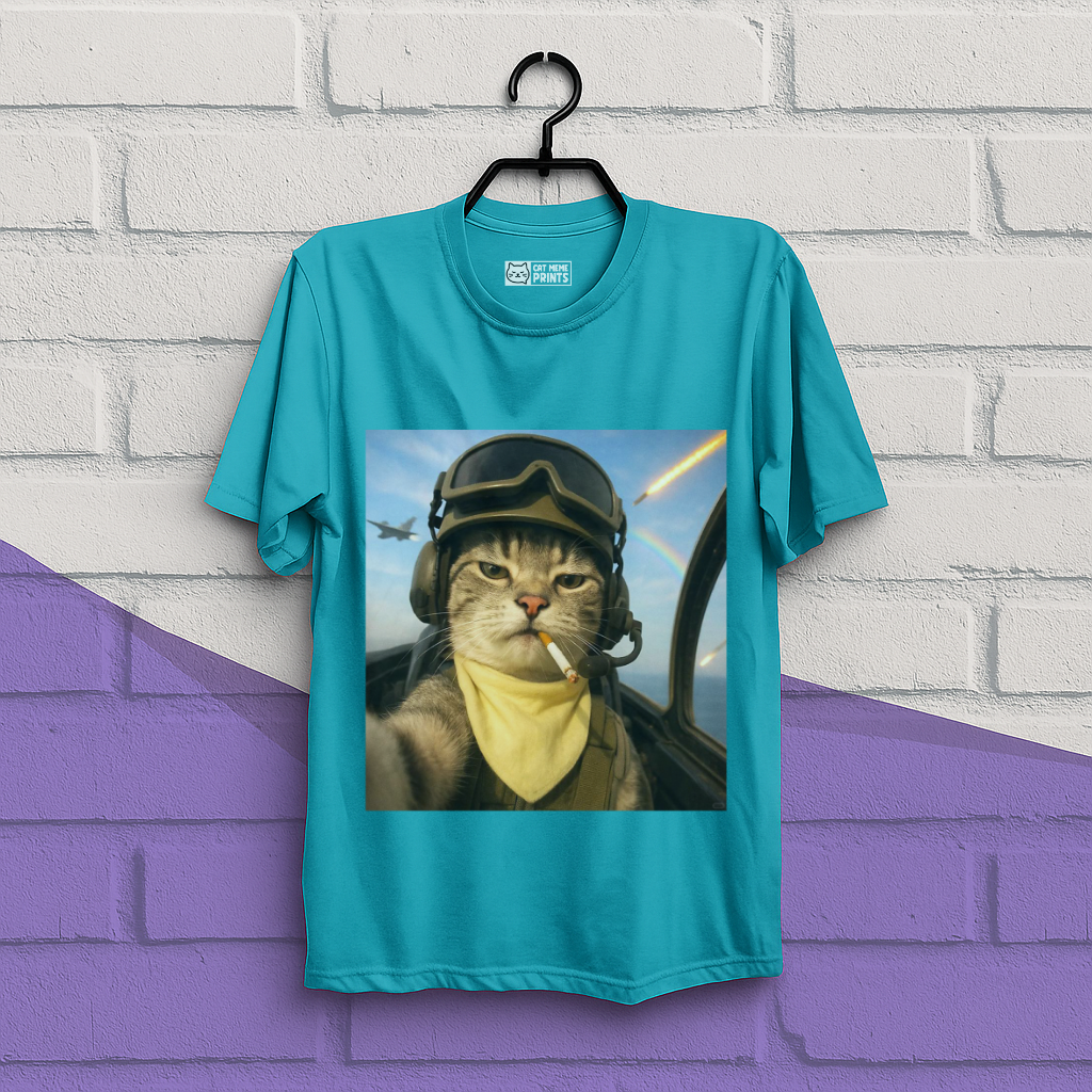 Pilot Cat Selfie Meme T-Shirt