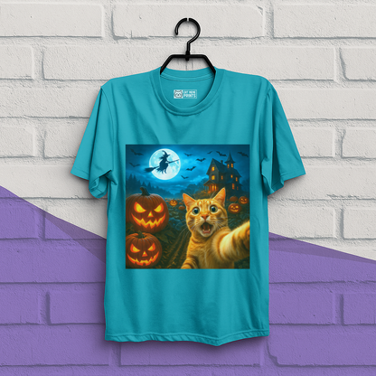 Cat Selfie with Spooky Pumpkins T-Shirt