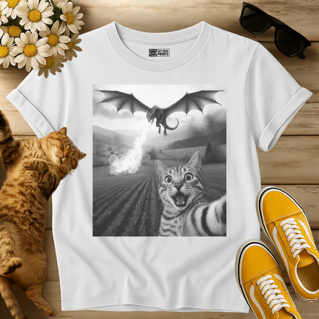 Cat Selfie with Dragon T-Shirt