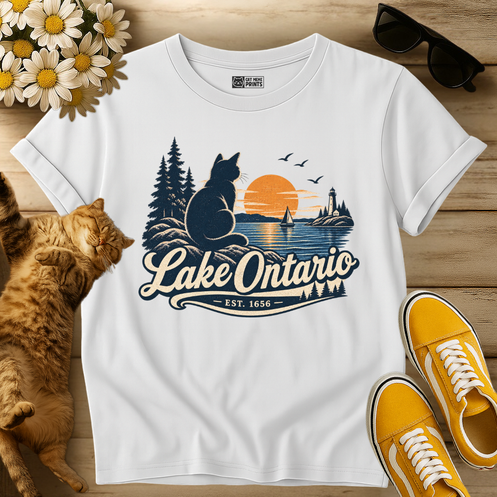 Lake Ontario Sunset Cat T-Shirt