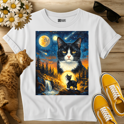 Tuxedo Cat Howling to The Moon T-Shirt