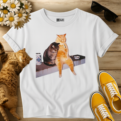 2 Cat Drinking Selfie T-Shirt