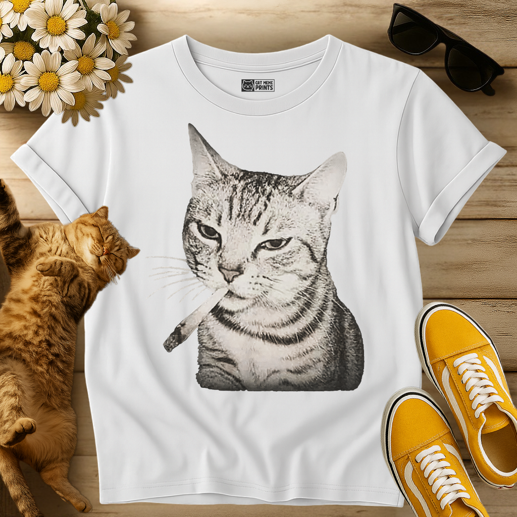 Cat Smoking Cigarette T-Shirt