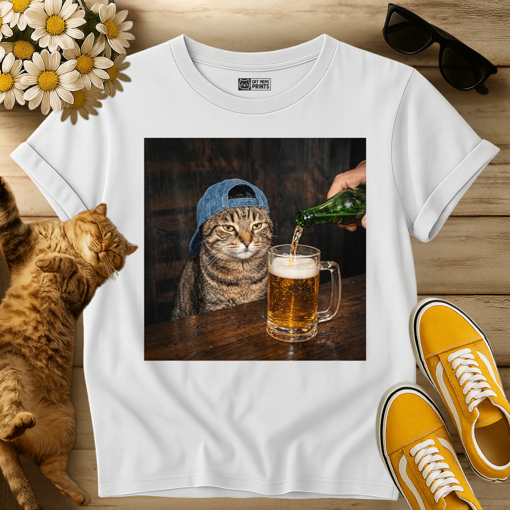 Cat Drinking Beer T-Shirt